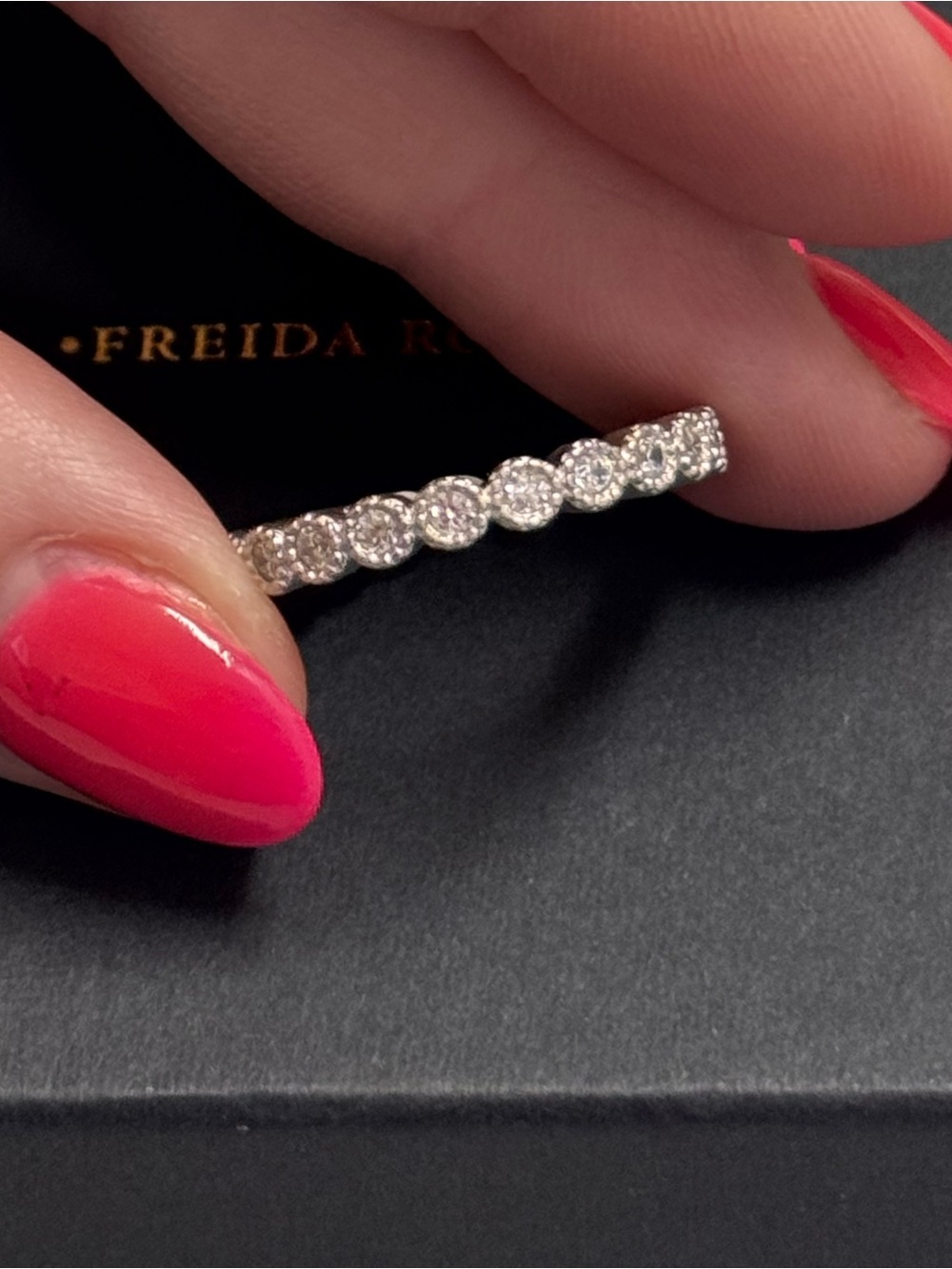 Freida Rothman Matte Silver Pave Stacking Ring - Picture 5 of 7